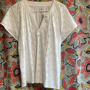 LOFT Eyelet Top NWT